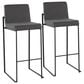 Lumisource Fuji High Back Barstool with Charcoal Fabric in Black (Set of 2), , large