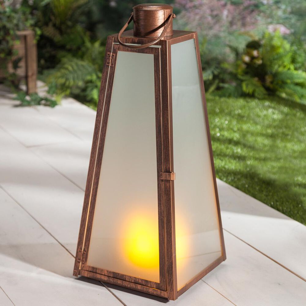 The Gerson Company 20.9" Copper FireGlow Lantern in Copper, , large