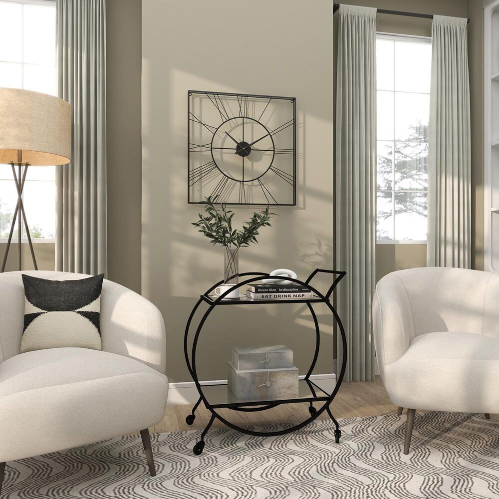 Maple and Jade Open Frame Square Decorative Wall Clock in Matte Black, , large