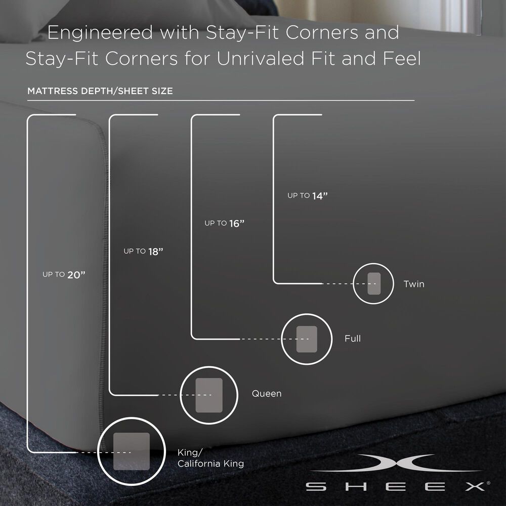 SHEEX Performance VenTech 5-Piece Split King Sheet Set in Graphite, , large
