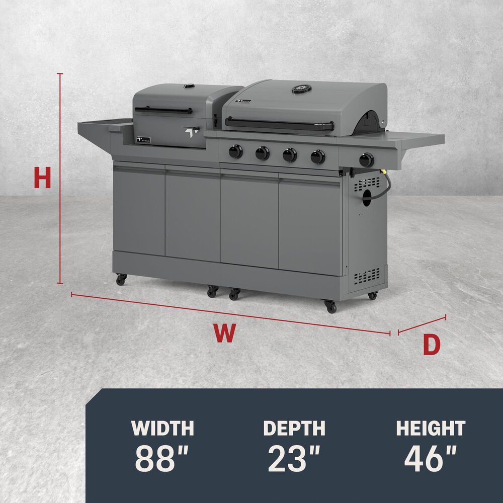 Tytus Anaheim and Emberwood 3-Piece Modular Duo with Charcoal Grill in Gunmetal Gray, , large