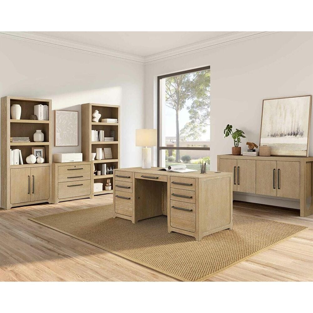 Wycliff Bay Canyon Drive Office 78" Open Bookcase in Natural Oak, , large