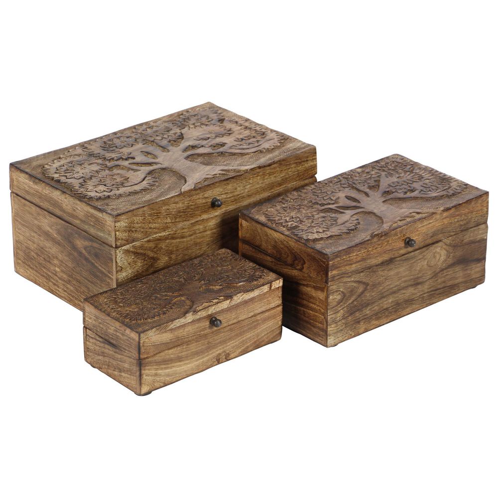 Maple and Jade Rustic Box in Natural Brown &#40;Set of 3&#41;, , large