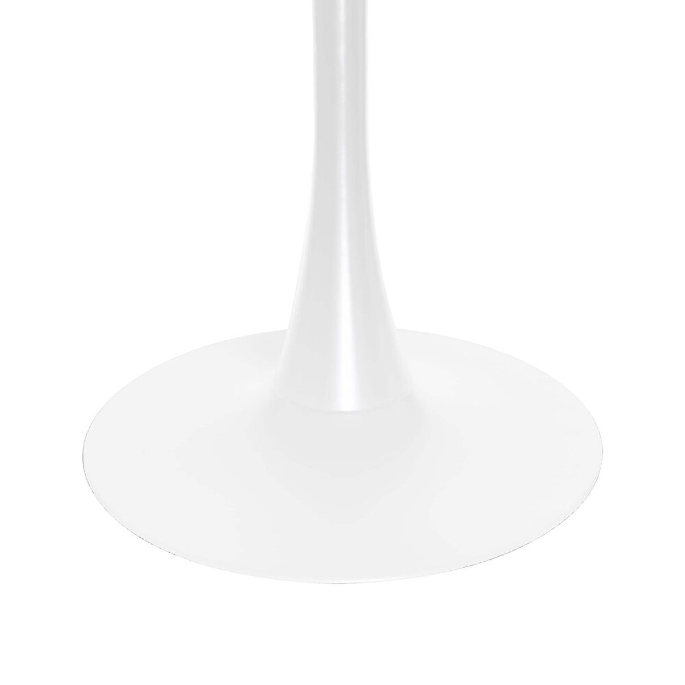 Leisuremod LeisureMod Bristol Dining table, White Base with 27 Round Marbleized Black MDF top, , large