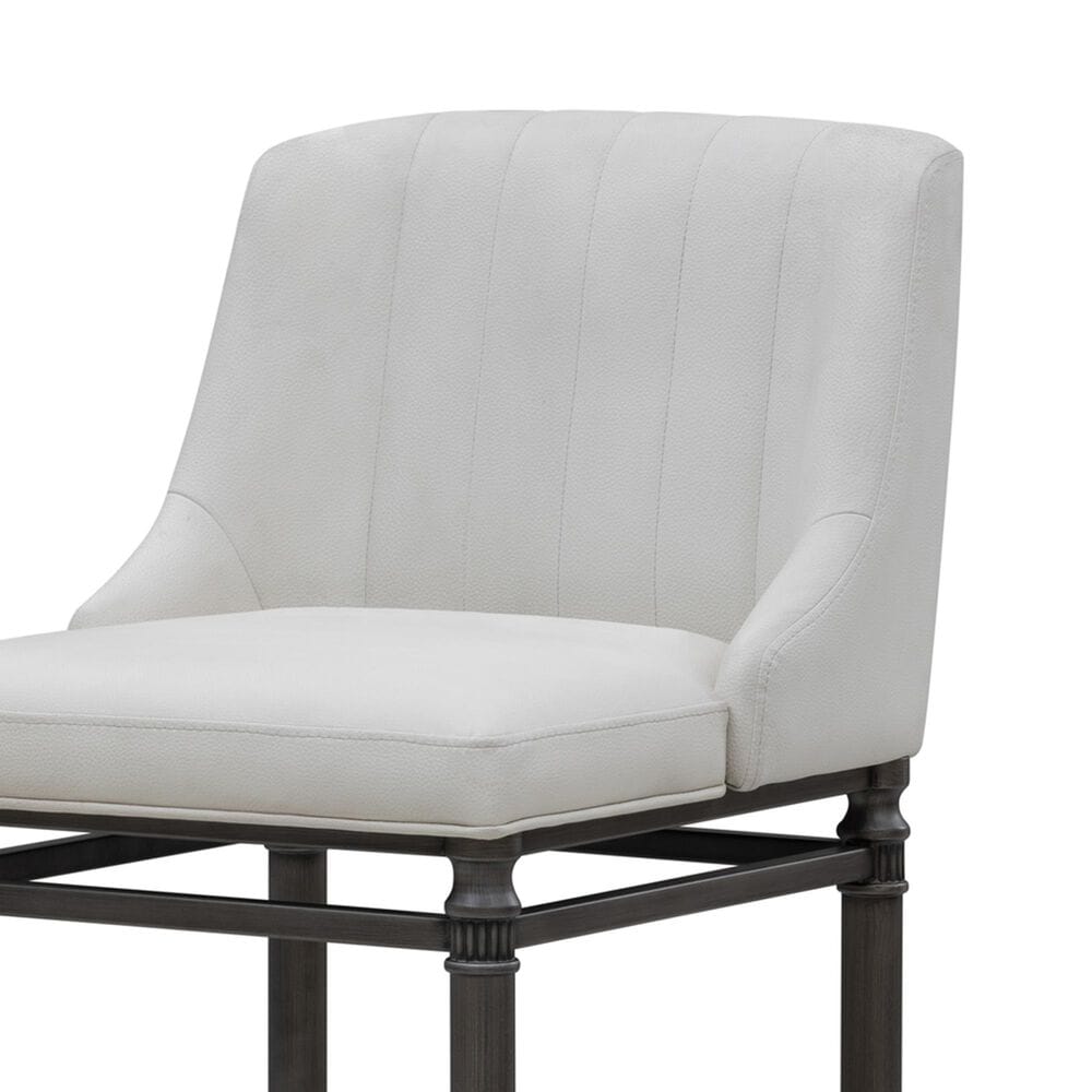Armen Living Marvin Bar Height Stool with Ivory Upholstery in Antique Pewter, , large