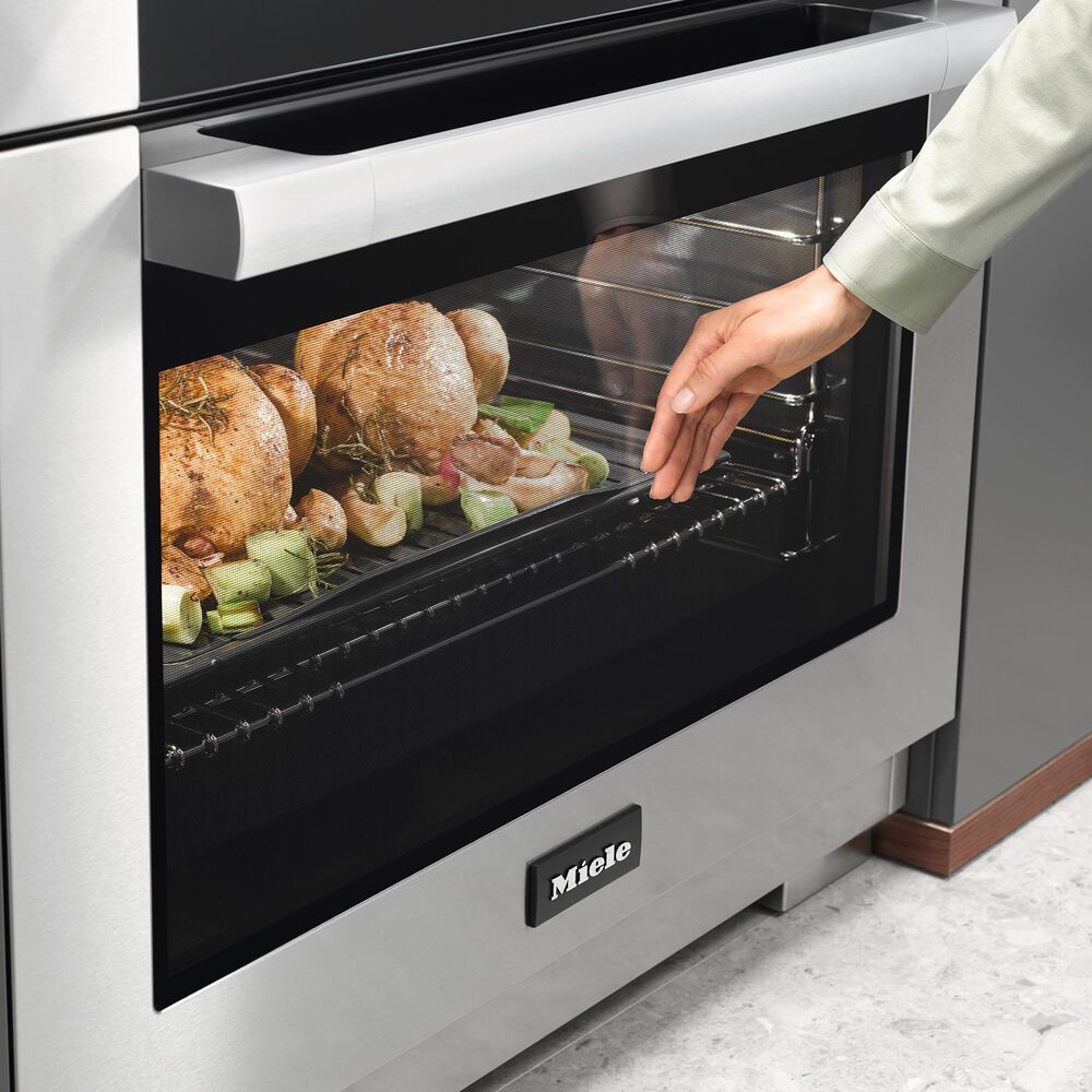Miele 36" Freestanding Natural Gas Dual Fuel Range with Broil-Griddle Cover in Stainless Steel and Black, , large