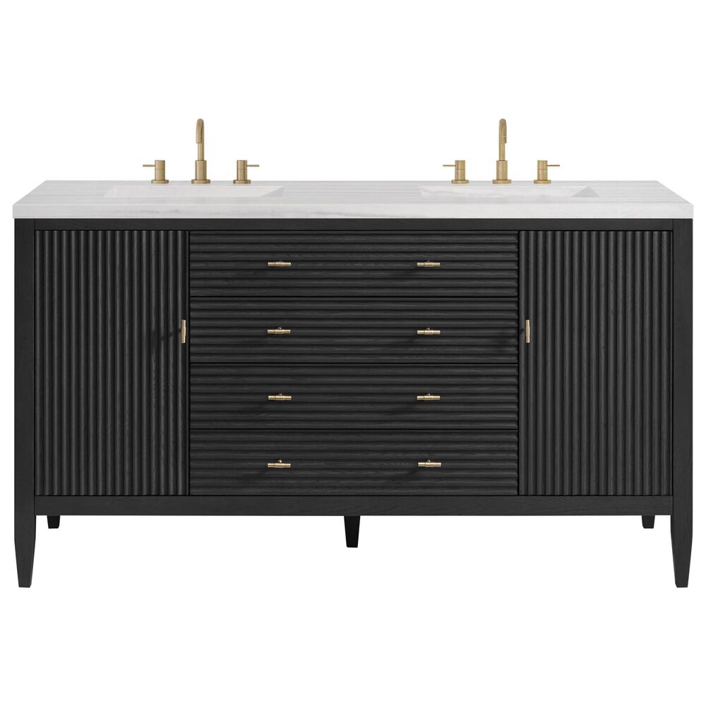 James Martin Vanities Myrrin 60&quot; Double Vanity in Carbon Oak with 3 cm Arctic Fall Solid Surface Top, , large