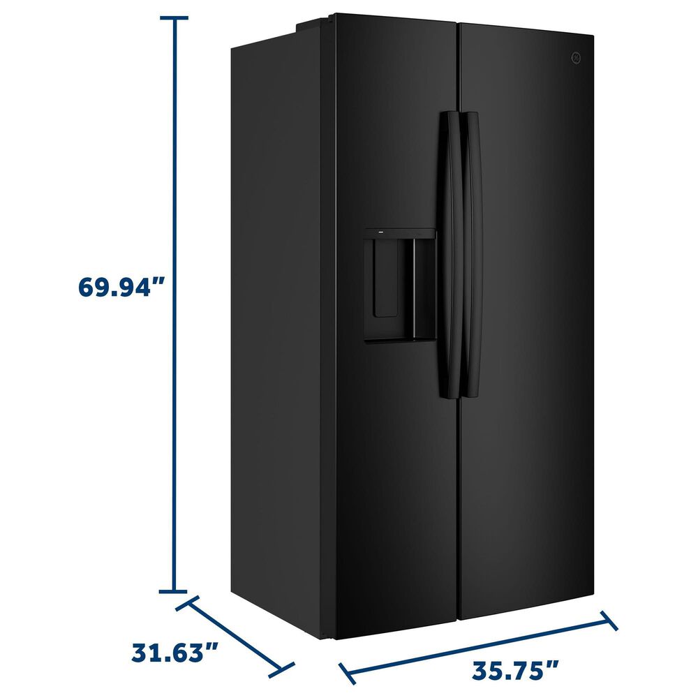 GE Appliances 24 Cu. Ft. Counter-Depth Side-By-Side Refrigerator with Extra Tall Dispenser and Energy Star in Black, , large