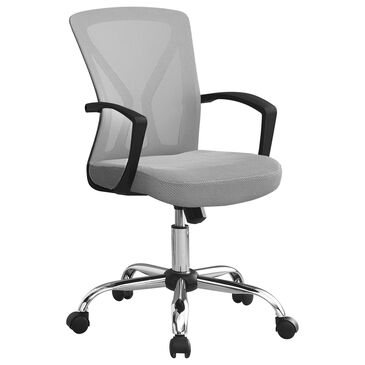 Monarch Specialties Mid-Back Office Chair with Grey Cushion in Chrome, , large