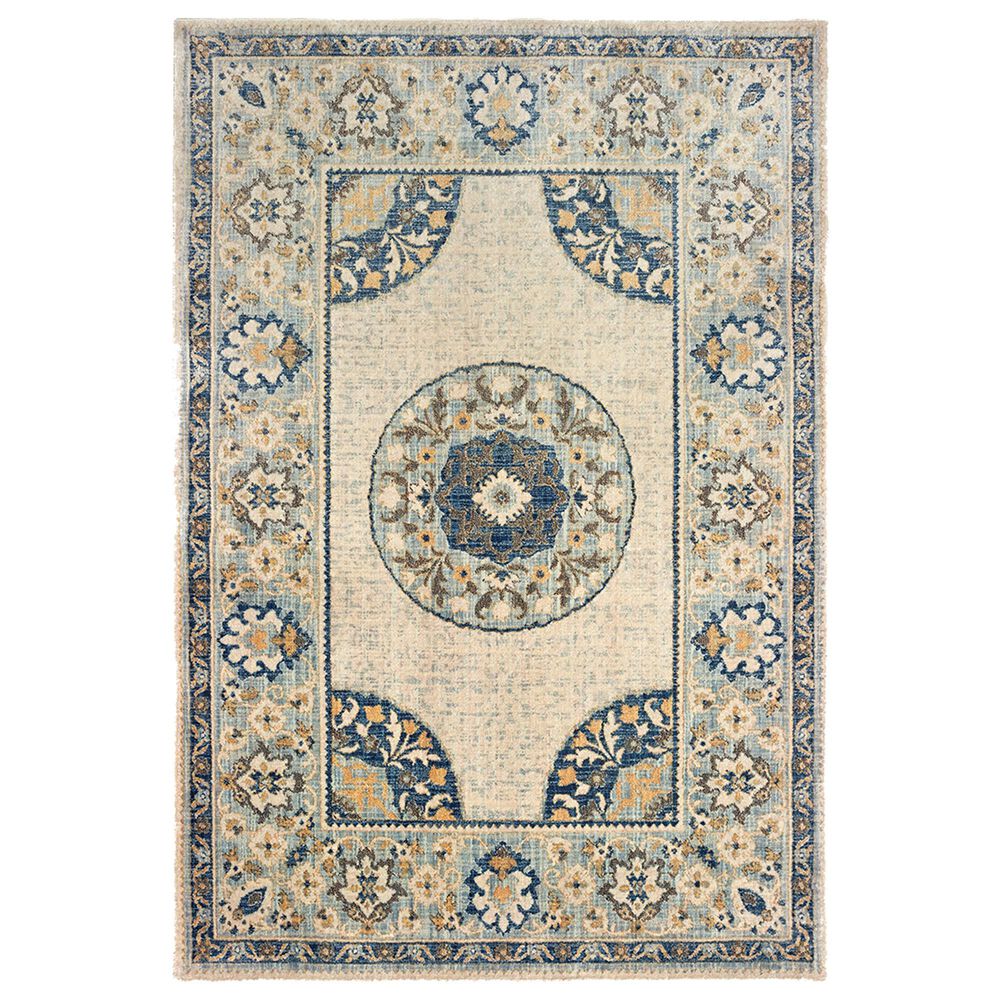 Oriental Weavers Pandora 8027W 9"10" x 12"10" Ivory and Blue Area Rug, , large