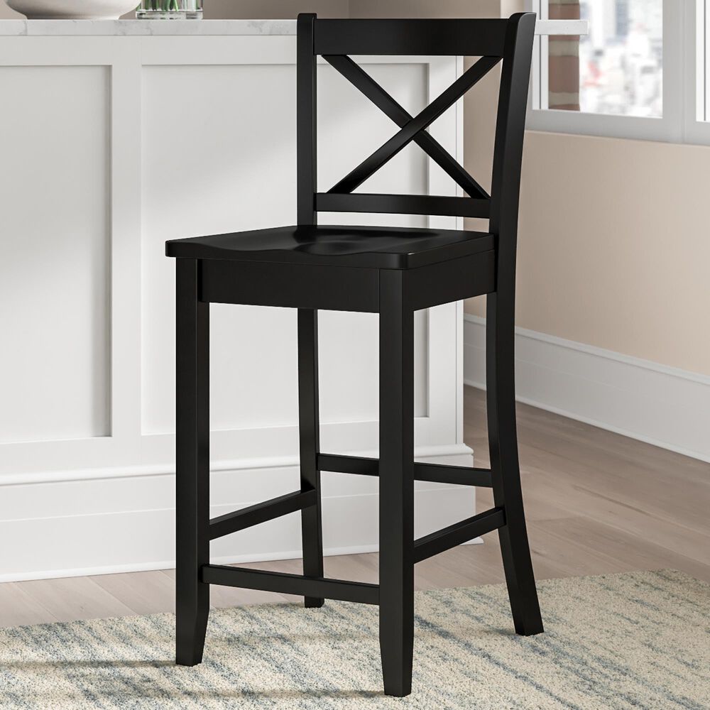 Linon Home Decor Torino X-Back Counter Stool in Black, , large