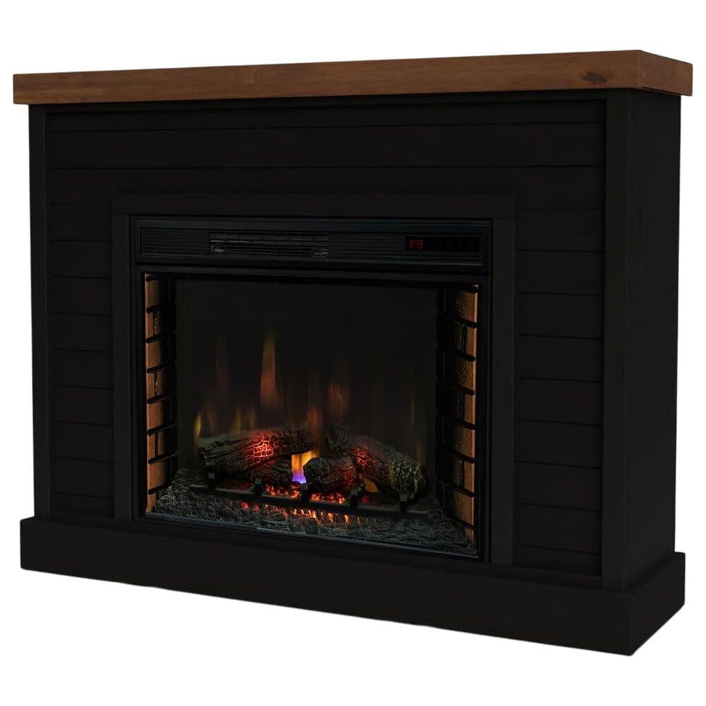 Legends Home Washington Fireplace Mantel with Fireplace Insert in Seal Skin Black and Whiskey, , large
