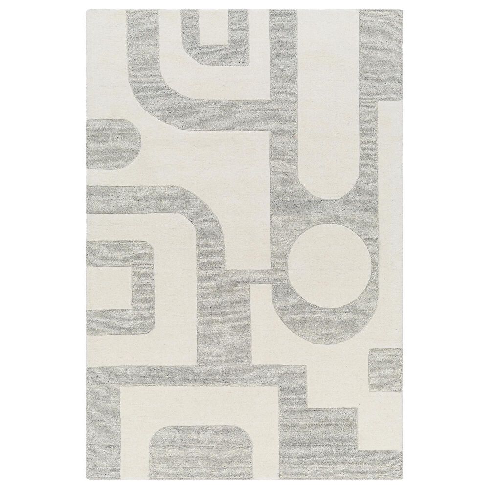 Surya Brook Geometric 8" x 10" Beige and Charcoal Area Rug, , large