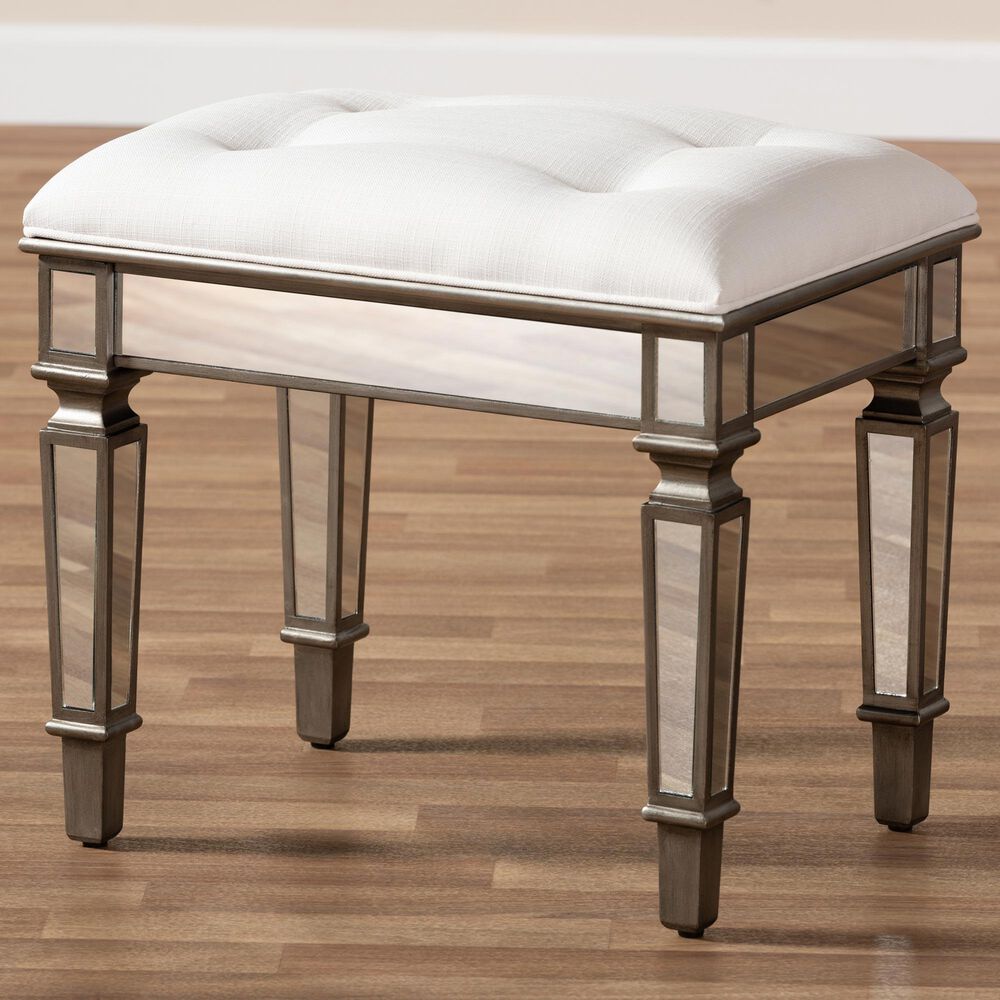 Baxton Studio Marielle Ottoman in Off-White, , large