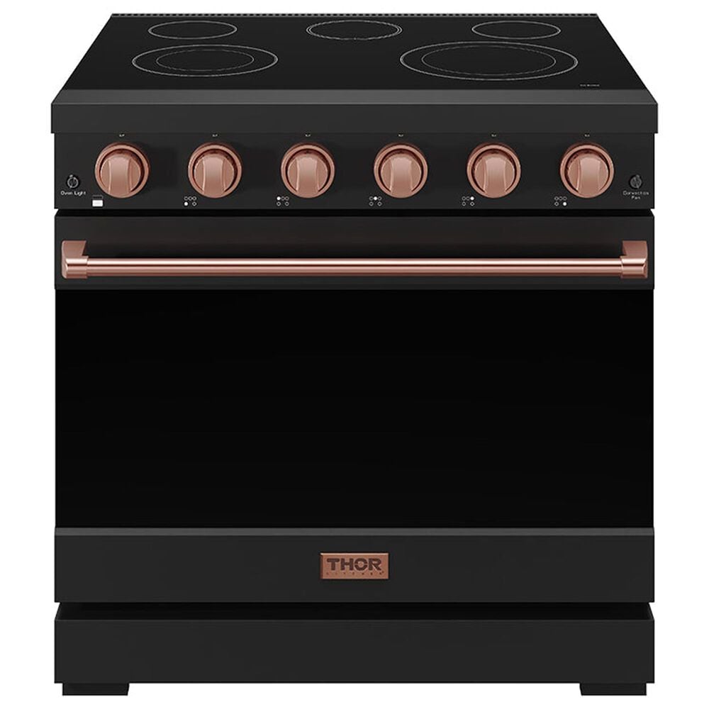 Thor Kitchen Gordon Ramsay 6 Cu. Ft. Professional Freestanding Electric Range with Rose Gold Handle Kit in Black, , large