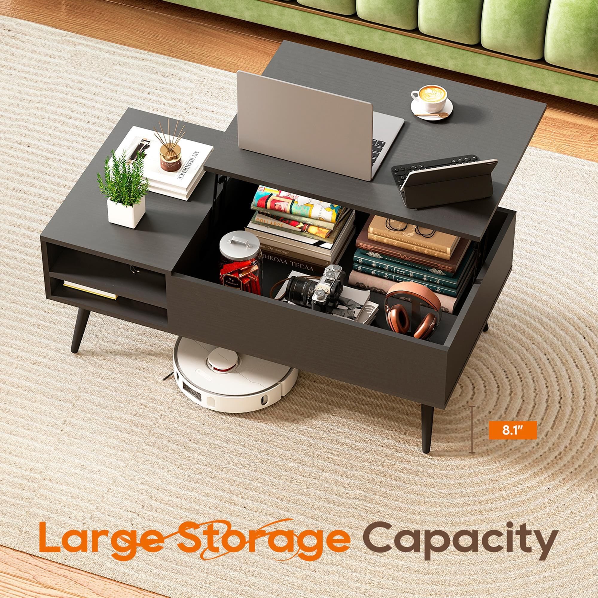 FDW Lift Top Coffee Table in Black