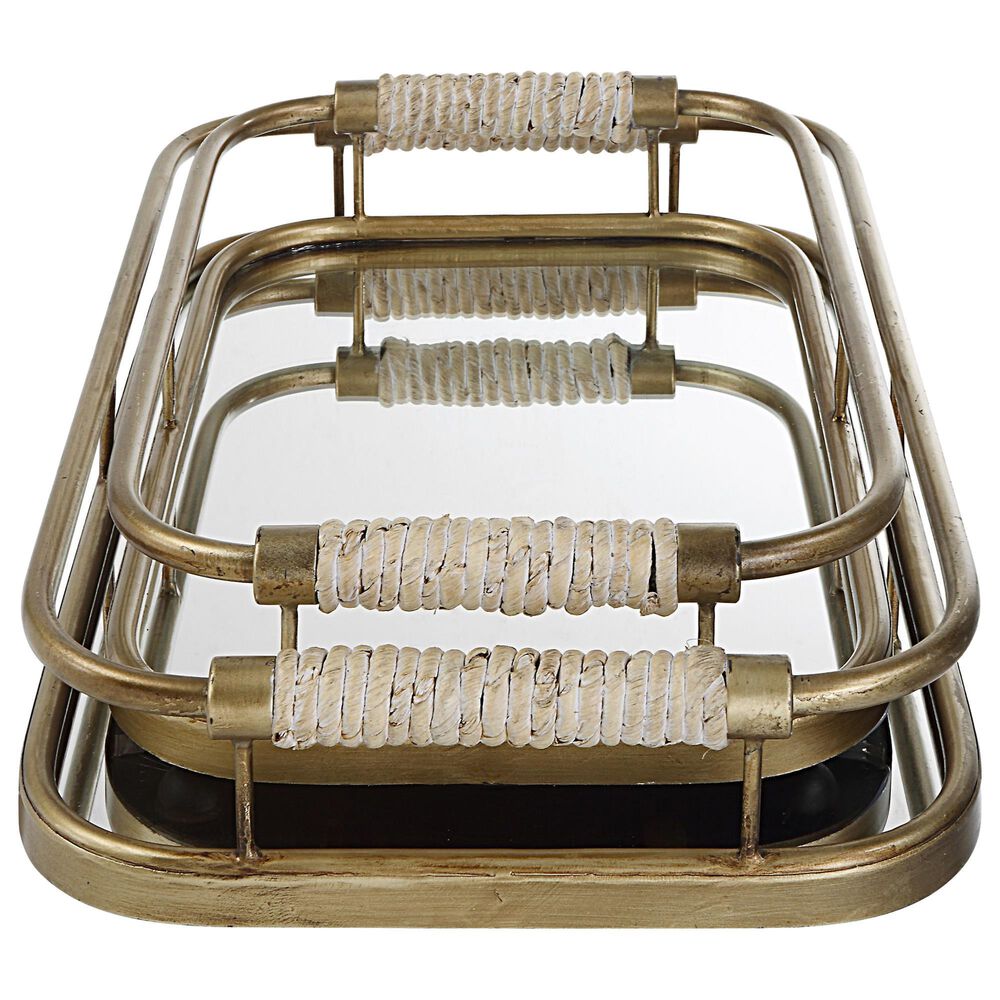 Uttermost Rosea Trays in Brushed Gold &#40;Set of 2&#41;, , large
