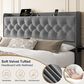 HOMLUX Full Upholstered Platform Storage Bed with Headboard Shelf and USB Charging Station in Gray, , large