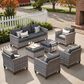 HOMLUX 7-Piece Rattan Sectional Set w/ Sofa + Footrests + Chairs, Black, , large