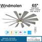 Minka-Aire Windmolen 65" Indoor/Outdoor Smart Ceiling Fan with LED Light in Brushed Steel, , large