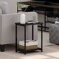 HOMLUX 2-Tier Metal Frame End Table with Open Shelf in Espresso and Black (Set of 2), , large