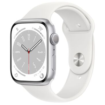 Apple Watch Series 8 GPS 45mm Silver Aluminum Case with White Sport Band - M/L, , large