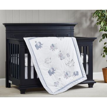 Oxford Baby Ele-A-Fun 3-Piece Baby Crib Nursery Bedding Set in White and Gray, , large