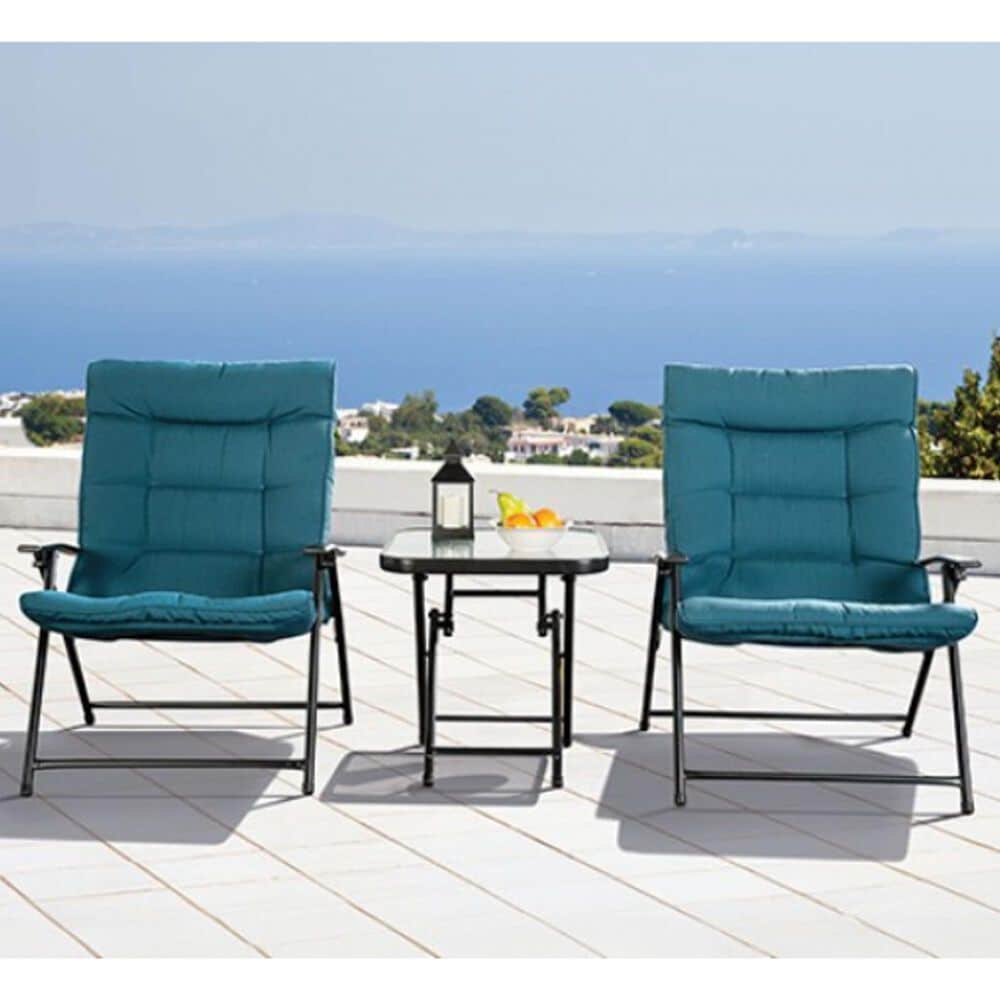Furniture of America Bastia 3-Piece Patio Conversation Set in Teal, , large
