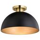 Vaxcel Devon 1-Light Semi Flush Mount in Matte Black and Satin Brass, , large