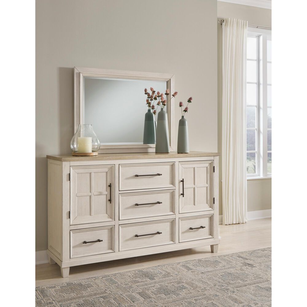 Ashley Shaybrock Bedroom Mirror in Antique White and Brown, , large