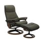 Stressless View Signature Medium Leather Chair and Ottoman in Paloma Dark Olive, , large