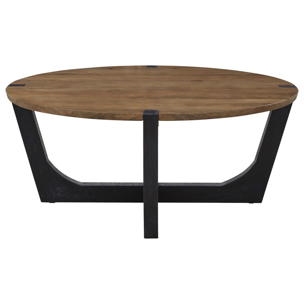 Ashley Hanneforth Round Cocktail Table in Brown and Black, , large