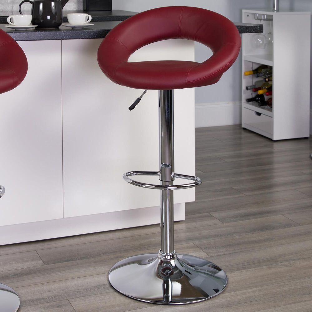 Flash Furniture Adjustable Barstool in Burgundy, , large