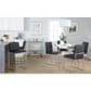 Lumisource Fuji Side Chair with Black Faux Leather Cushion in Brushed Stainless Steel (Set of 2), , large