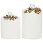 Maple and Jade 2-Piece Leaf Decorative Vase Set in Polished White and Gold, , large