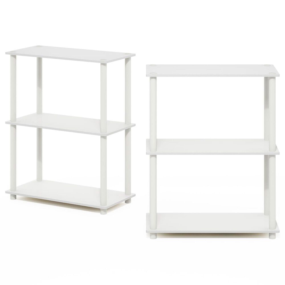 HOMLUX Turn-N-Tube 3-Tier Compact Open Storage Bookshelf in White (Set of 2), , large
