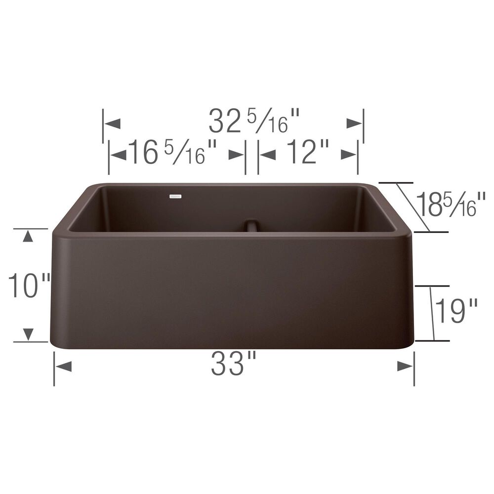 Blanco Ikon 33&quot; Apron Double Bowl Farmhouse Sink with Low Divide in Cafe, , large