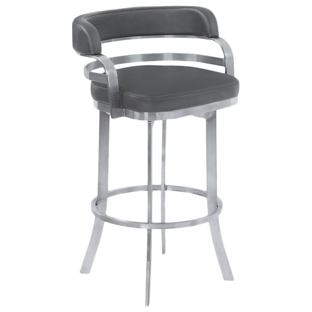 Blue River Prinz 26" Swivel Counter Height Stool with Gray Cushion in Stainless Steel, , large