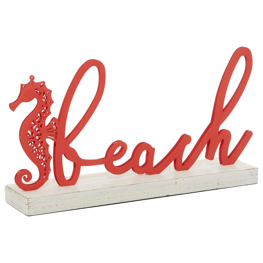 Maple and Jade 10" x 19" Coastal Decorative Signs in Red and White, , large
