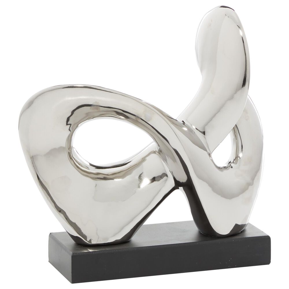 Maple and Jade 12" Abstract Infinity-Shaped Sculpture in Silver and Black, , large