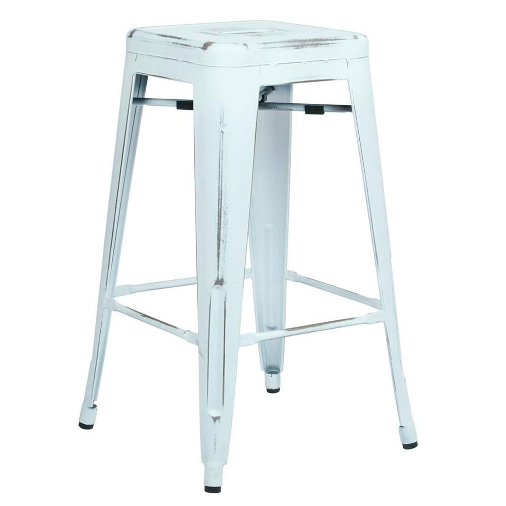 OSP Home Bristow 26" Antique Metal Barstool in Antique White Finish, , large
