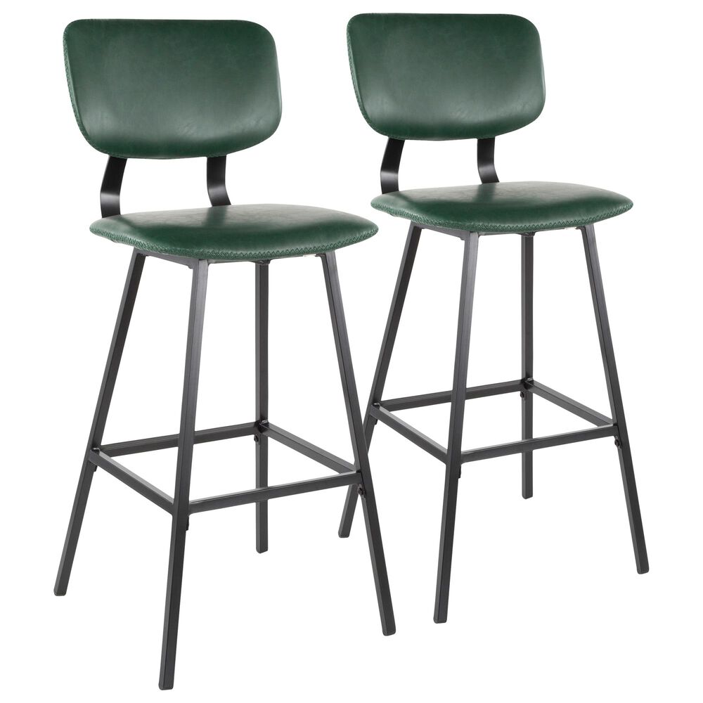 Lumisource Foundry Barstool in Green/Black (Set of 2), , large