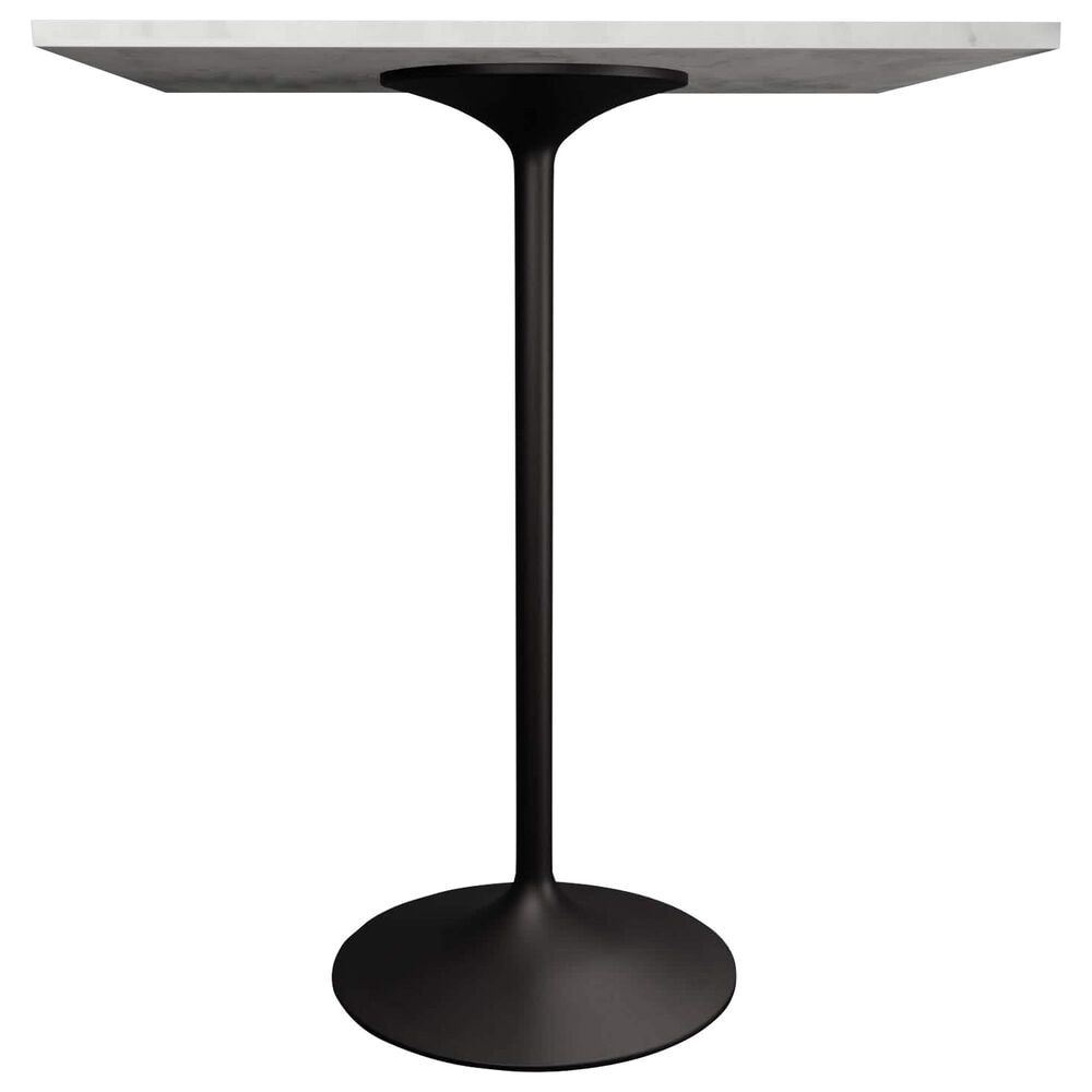 Leisuremod LeisureMod Verve Collection Modern Bar Height Table Black Base with 36 Square Marbleized White Laminated  Top, , large