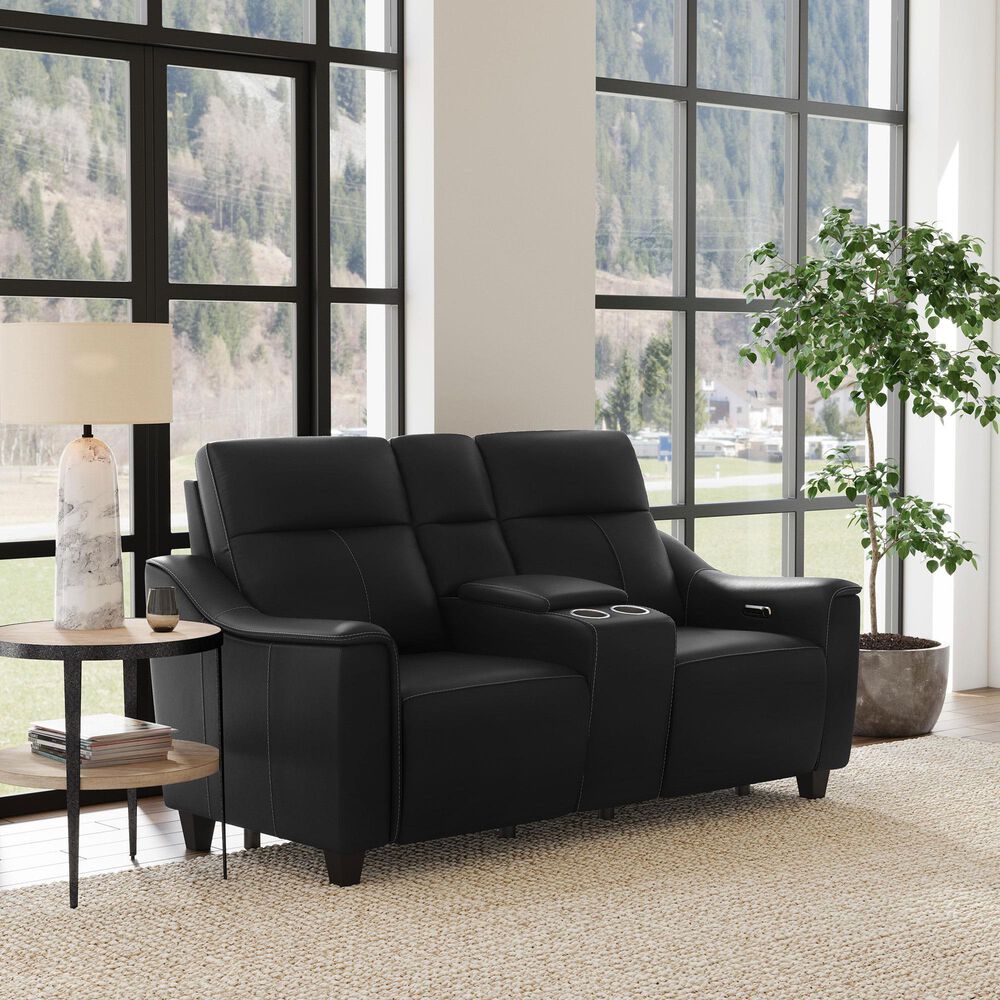 Flexsteel Latitudes Power Reclining Loveseat with Console and Power Headrest in Coal, , large