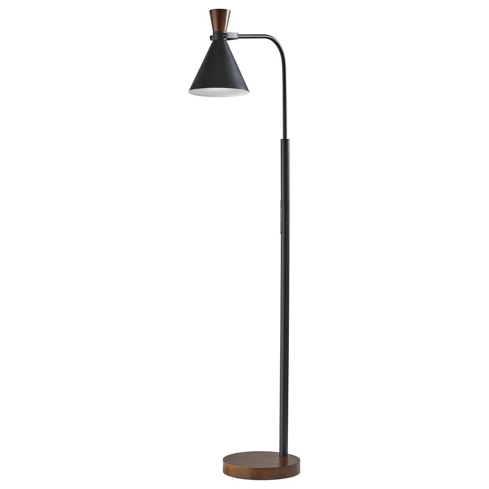 Adesso LED Floor Lamp in Black and Walnut, , large