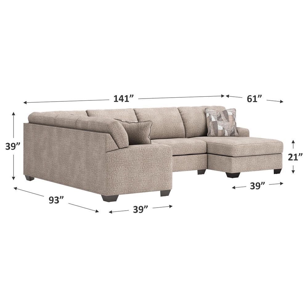 Ashley Seyler Lane 3-Piece Sectional with Chaise in Hemp, , large