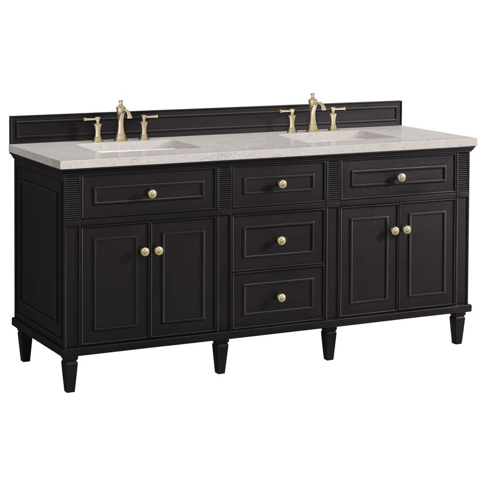 James Martin Vanities Lorelai 72" Double Vanity in Black Onyx with 3 cm Eternal Jasmine Pearl Quartz Top, , large