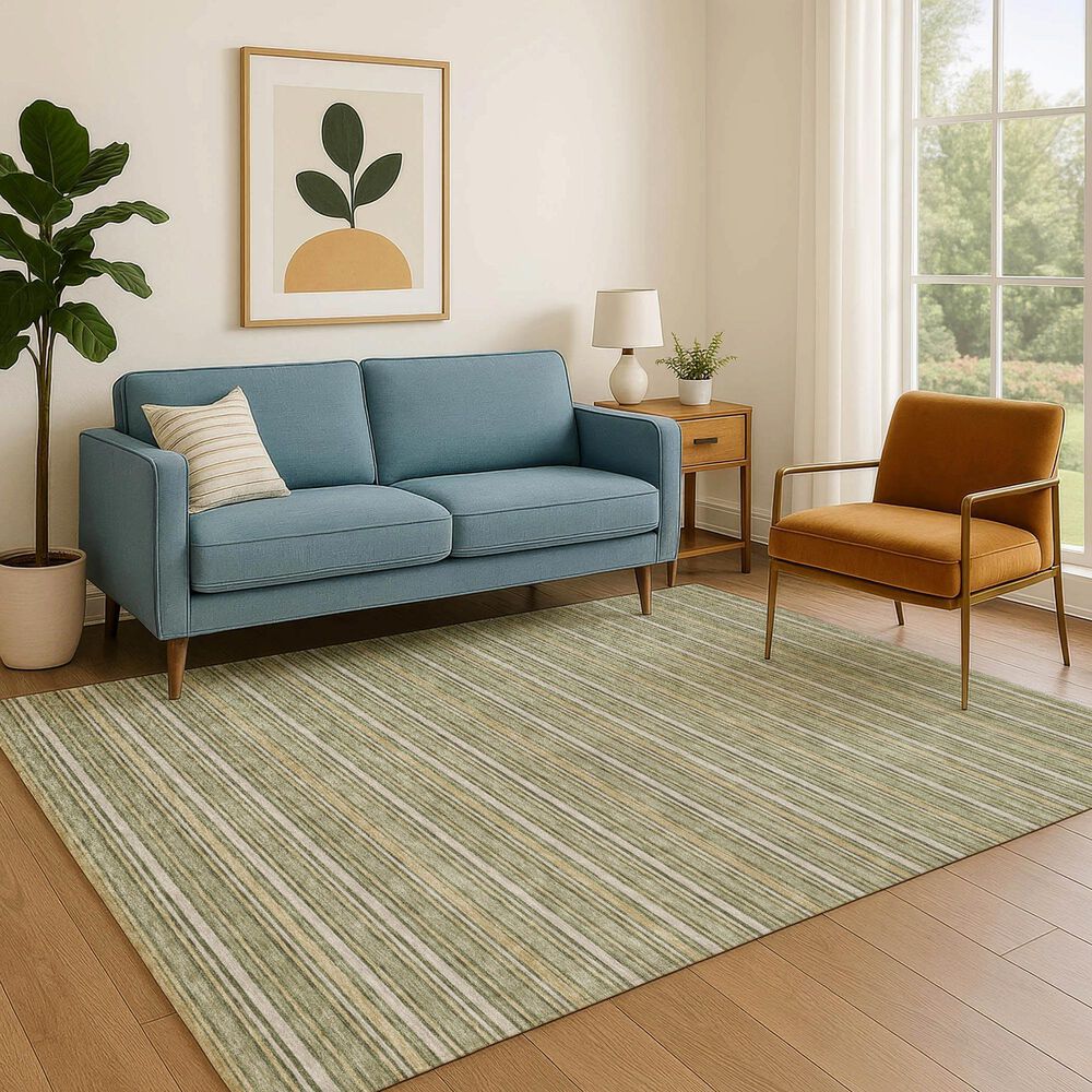 37B Soft Essentials Striped Olive 8' x 10' Indoor/Outdoor Area Rug, , large