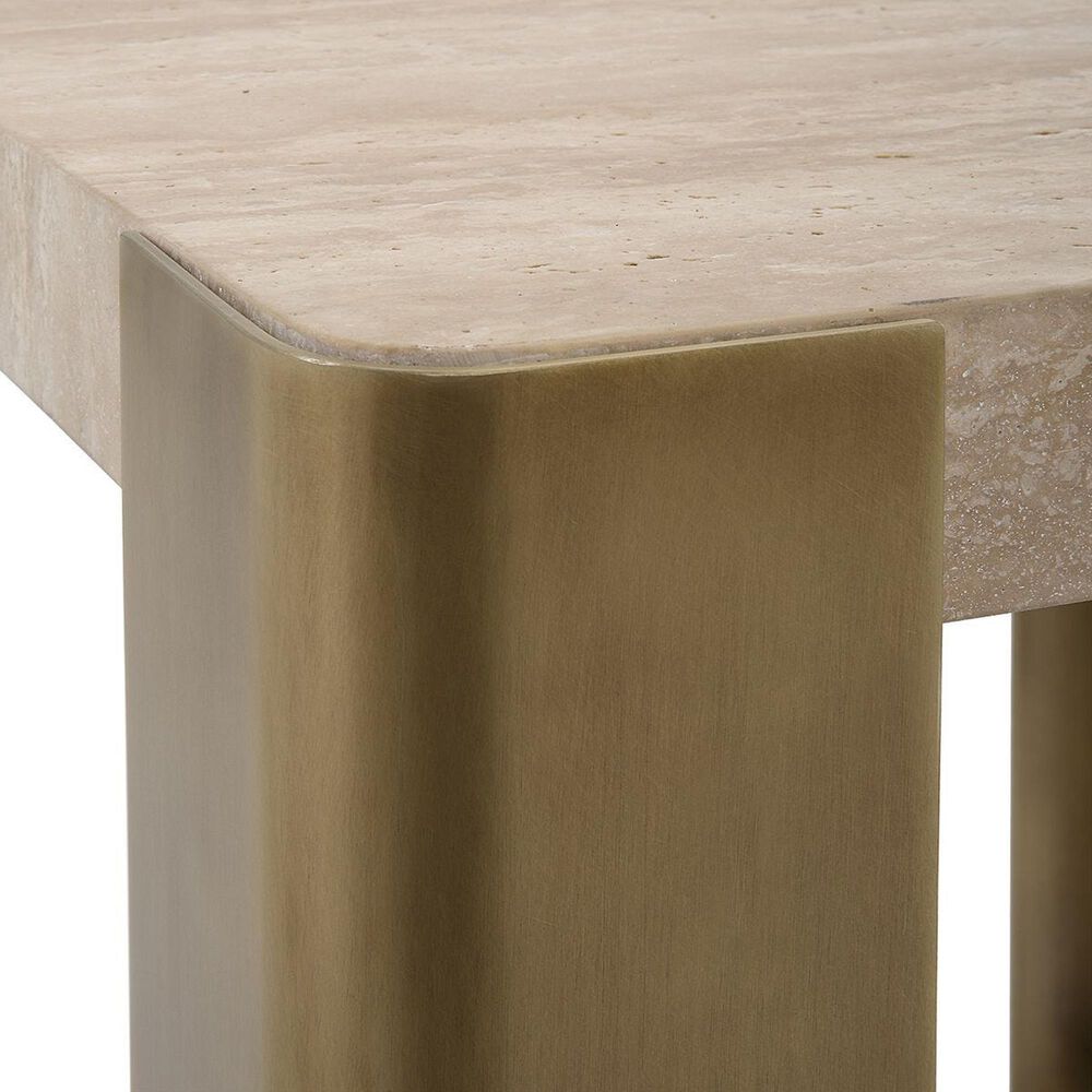 Uttermost Caress End Table in Honey Beige and Antique Brass, , large