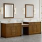 James Martin Vanities Bellshire 120" Dual Bathroom Vanity Set in Honey Oak with Single Hole 3 cm White Zeus Quartz Top and Rectangular Sinks, , large